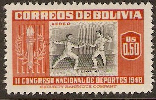 Bolivia 1951 50c Sport Series. SG540.