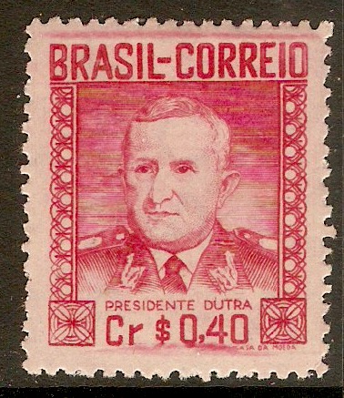 Brazil 1947 40c Carmine - Pres. Dutra Commemoration. SG744.