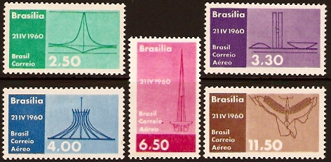 Brazil 1960 Brasilia Stamps. SG1026-SG1030.