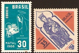 Brazil 1966 Christmas Stamp. SG1155-SG1156.