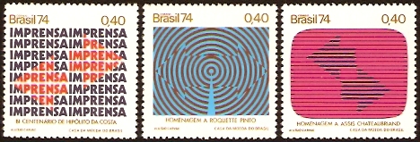 Brazil 1974 Communications Stamp. SG1488-SG1490.