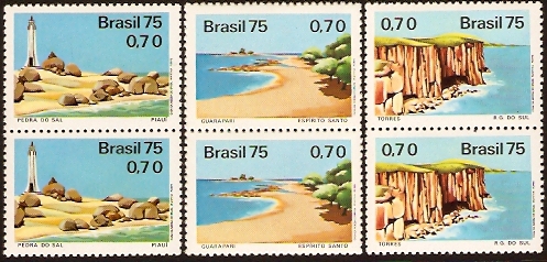 Brazil 1975 Tourism Stamps. SG1569-SG1571.