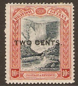 British Guiana 1899 2c on 10c Blue-black and brown-red. SG223.