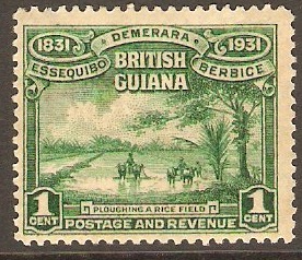 British Guiana 1931 1c Emerald-green. SG283.