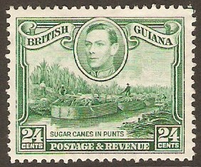 British Guiana 1938 24c Blue-green. Sideways watermark. SG312a.