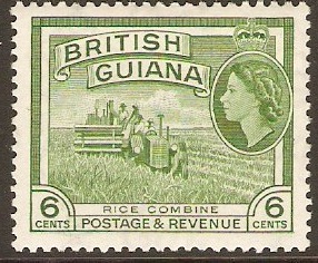 British Guiana 1954 6c Yellow-green. SG336.