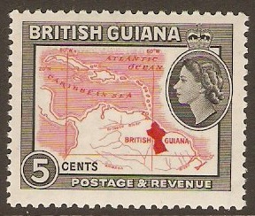 British Guiana 1963 5c Scarlet and black. SG356.