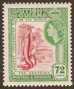 British Guiana 1963 72c Carmine and emerald. SG363.