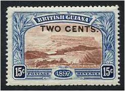 British Guiana 1899 2c on 15c Red-brown and blue. SG224.