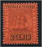 British Guiana 1905 2c. Purple and Black on Red Paper. SG241.
