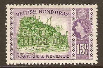 British Honduras 1953 15c Green and violet. SG185.