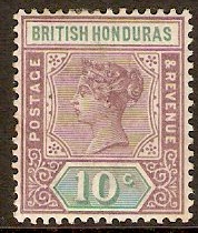 British Honduras 1891 10c Dull purple and green. SG58. - Click Image to Close