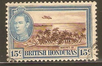 British Honduras 1938 15c Brown and light blue. SG156.