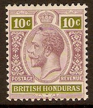 British Honduras 1913 10c Dull purple and yellow-green. SG105.