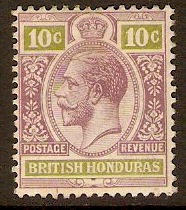 British Honduras 1913 10c Dull purple and bright green. SG105a.