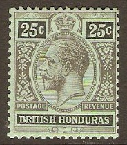 British Honduras 1913 25c Black on green. SG106.
