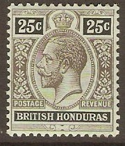 British Honduras 1913 25c Black on blue-green Olive back. SG106a