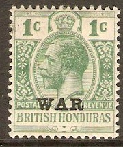 British Honduras 1917 1c Yellow-green "WAR" stamp. SG116a.