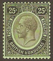 British Honduras 1922 25c Black on emerald. SG124.