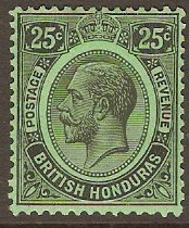 British Honduras 1922 25c Black on emerald. SG133.