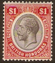 British Honduras 1922 $1 Black and scarlet. SG136.