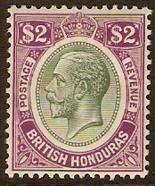 British Honduras 1922 $2 Yellow-green and bright purple. SG137.