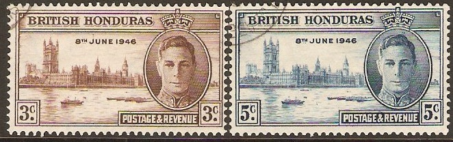 British Honduras 1946 Victory Stamp Set. SG162-SG163.