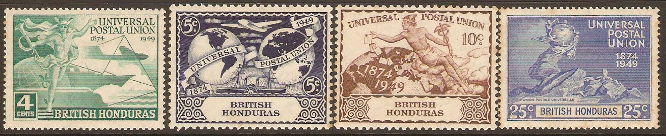 British Honduras 1949 UPU 75th Anniversary Set. SG172-SG175.