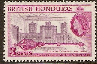 British Honduras 1953 3c Reddish violet and bright purp. SG181.