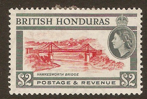 British Honduras 1953 $2 Scarlet and grey. SG189.