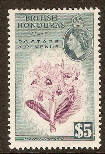British Honduras 1953 $5 Purple and slate. SG190.