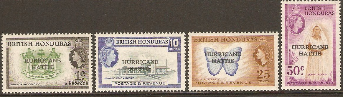 British Honduras 1962 Hurricane Hatti Set. SG198-SG201.