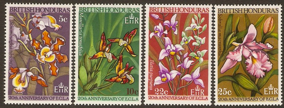 British Honduras 1968 ECLA Anniversary Flowers Set. SG250-SG253