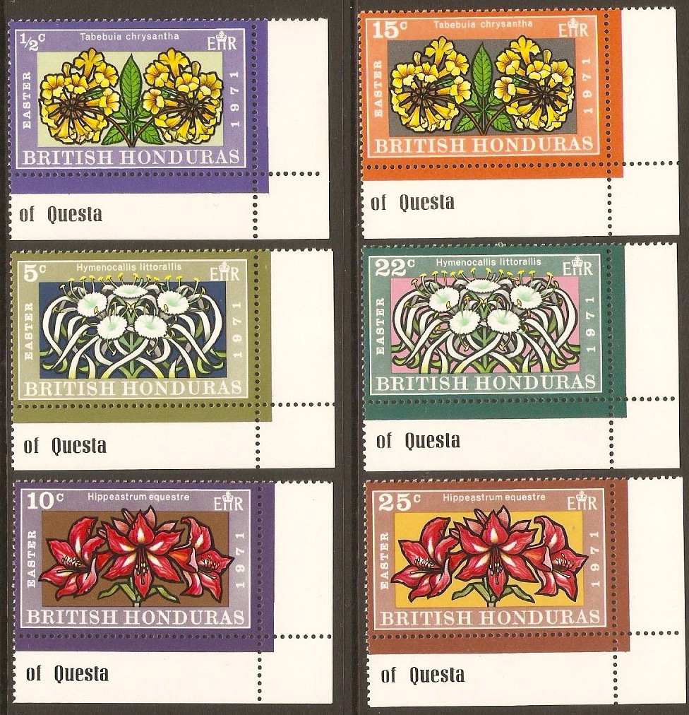 British Honduras 1971 Easter Flowers Set. SG307-SG312.