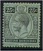 British Honduras 1913 25c. Black on Green Paper. SG106.
