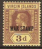 British Virgin Islands 1916 3d Purple on yellow. SG79.