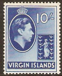 British Virgin Islands 1938 10s Blue. SG120.