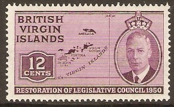 British Virgin Islands 1951 12c Leg. Council Series. SG133.