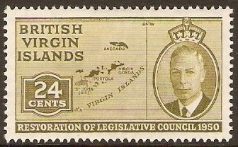 British Virgin Islands 1951 24c Leg. Council Series. SG134.