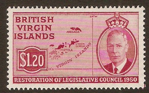 British Virgin Islands 1951 $1.20 Leg. Council Series. SG135.