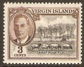 British Virgin Islands 1952 3c Black and brown. SG138.