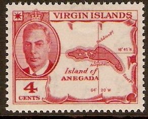 British Virgin Islands 1952 4c Carmine-red. SG139.