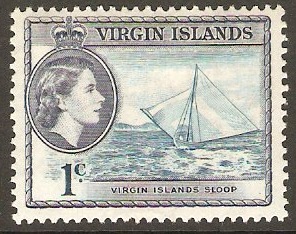 British Virgin Islands 1956 1c Turquoise-blue and slate. SG150.
