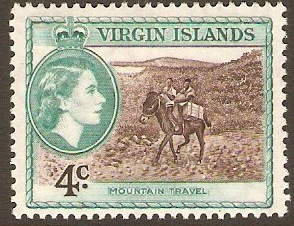 British Virgin Islands 1956 4c Deep brown and turq-green. SG153.