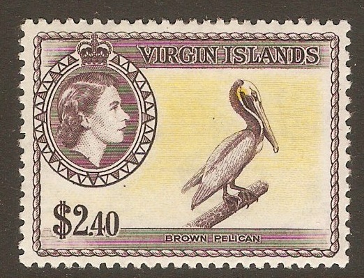British Virgin Islands 1956 $2.40 Lemon, dp dull purple. SG160.