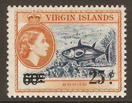 British Virgin Islands 1962 25c on 60c New Currency ser. SG170.