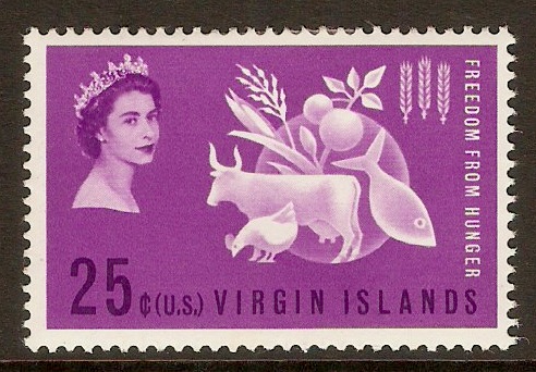 British Virgin Islands 1963 25c Freedom from Hunger stamp. SG174