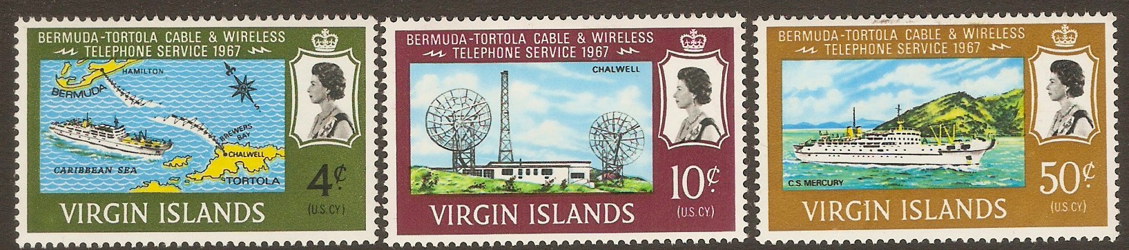 British Virgin Islands 1967 Telephone Service set. SG217-SG219.