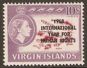 British Virgin Islands 1968 10c Lake and deep lilac. SG224.