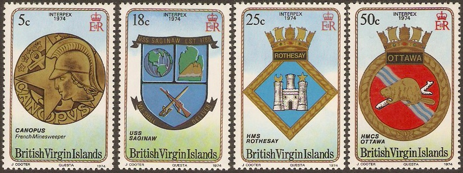 British Virgin Islands 1974 Naval Crests Set. SG307-SG310.